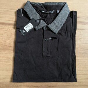 NWT TravisMathew “Rupert” Polo – black with grey collar – XL